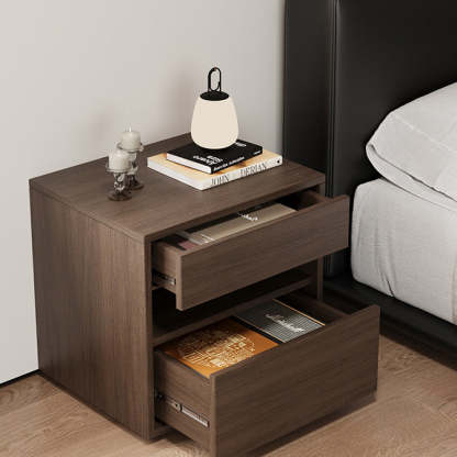 Minimalist Wood Square Nightstand 2-Drawer