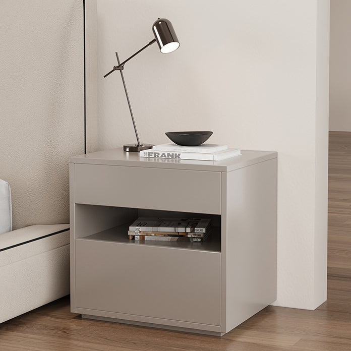 Minimalist Wood Square Nightstand 2-Drawer