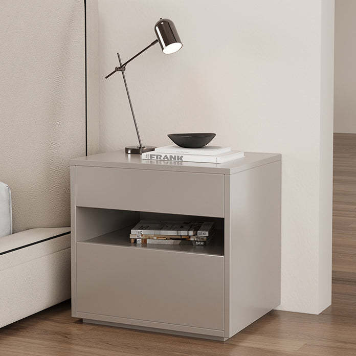 Minimalist Wood Square Nightstand 2-Drawer