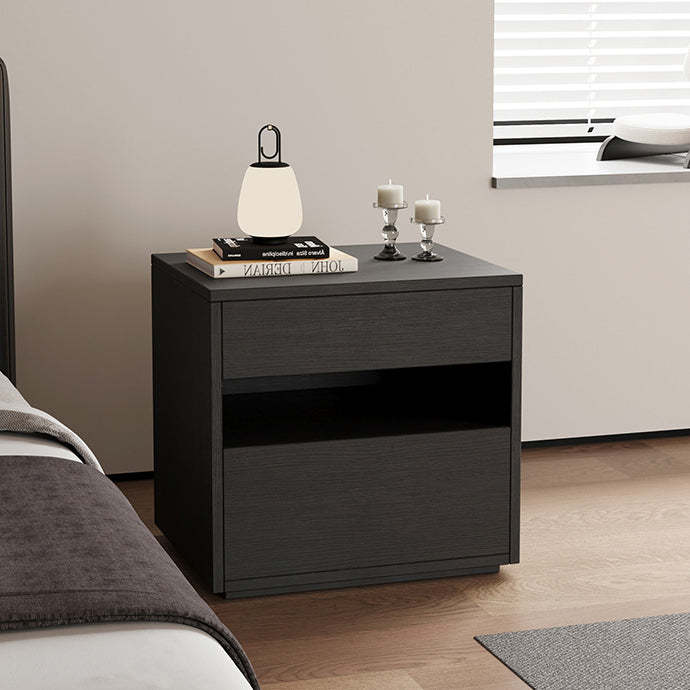 Lighom minimalist square 2-drawer black nightstands