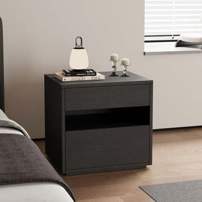 Minimalist Wood Square Nightstand 2-Drawer