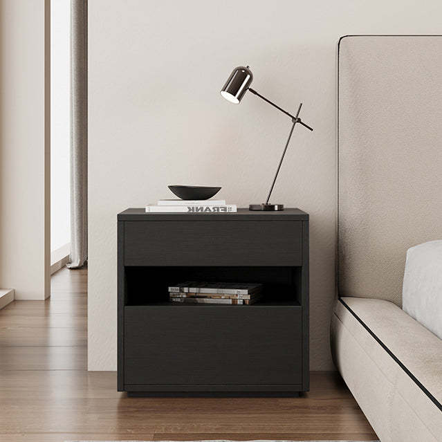 Minimalist Wood Square Nightstand 2-Drawer