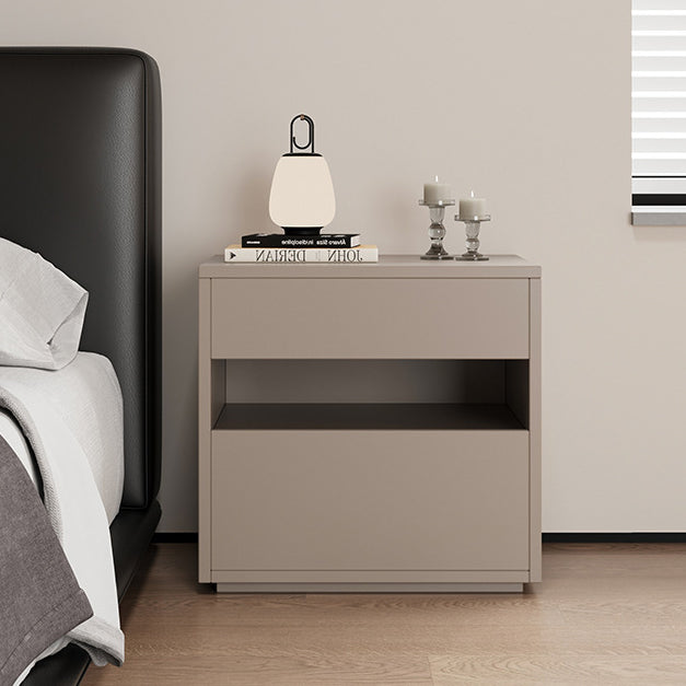 Minimalist Wood Square Nightstand 2-Drawer
