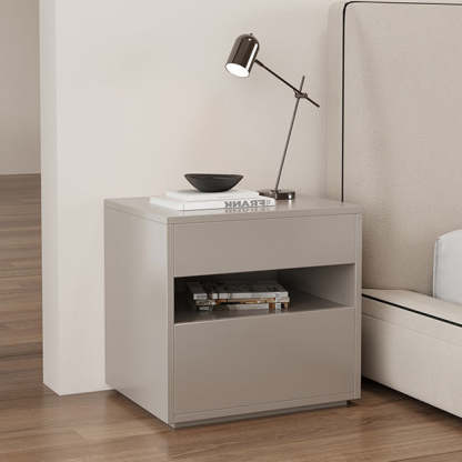 Minimalist Wood Square Nightstand 2-Drawer