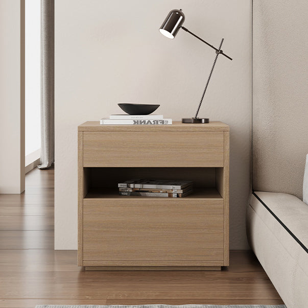 Minimalist Wood Square Nightstand 2-Drawer