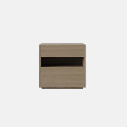 Minimalist Wood Square Nightstand 2-Drawer