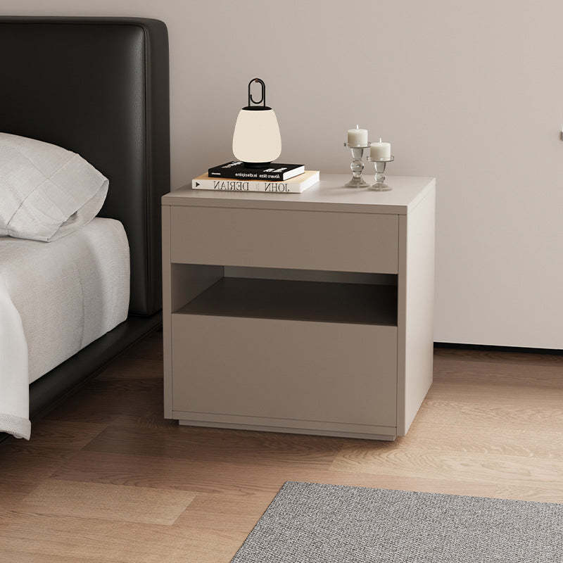 Minimalist Wood Square Nightstand 2-Drawer