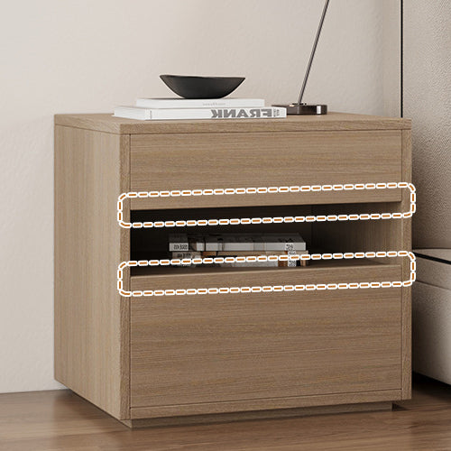 Minimalist Wood Square Nightstand 2-Drawer