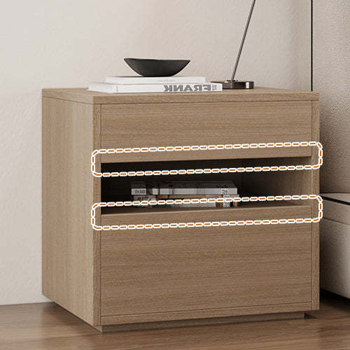 Minimalist Wood Square Nightstand 2-Drawer