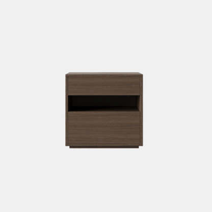Minimalist Wood Square Nightstand 2-Drawer