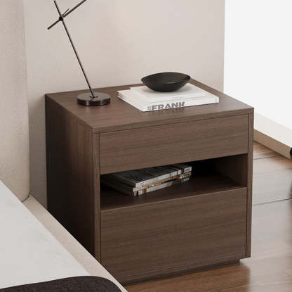 Minimalist Wood Square Nightstand 2-Drawer