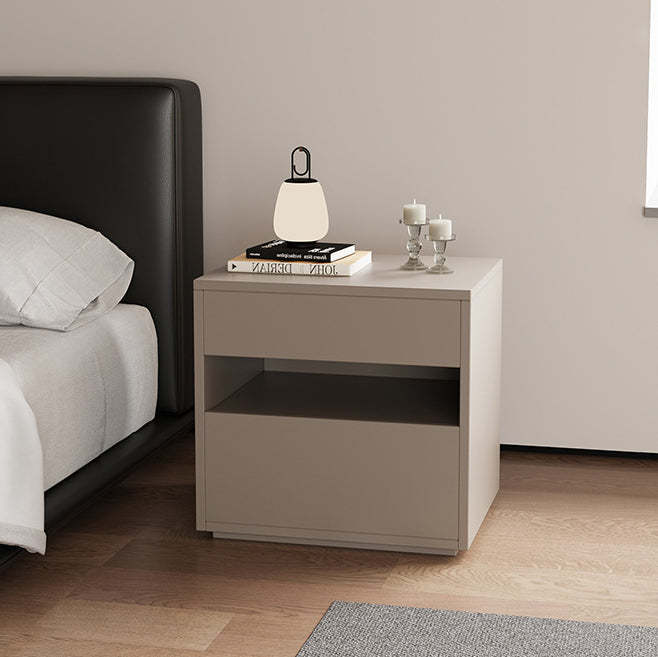 Minimalist Wood Square Nightstand 2-Drawer