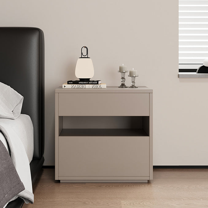 Minimalist Wood Square Nightstand 2-Drawer