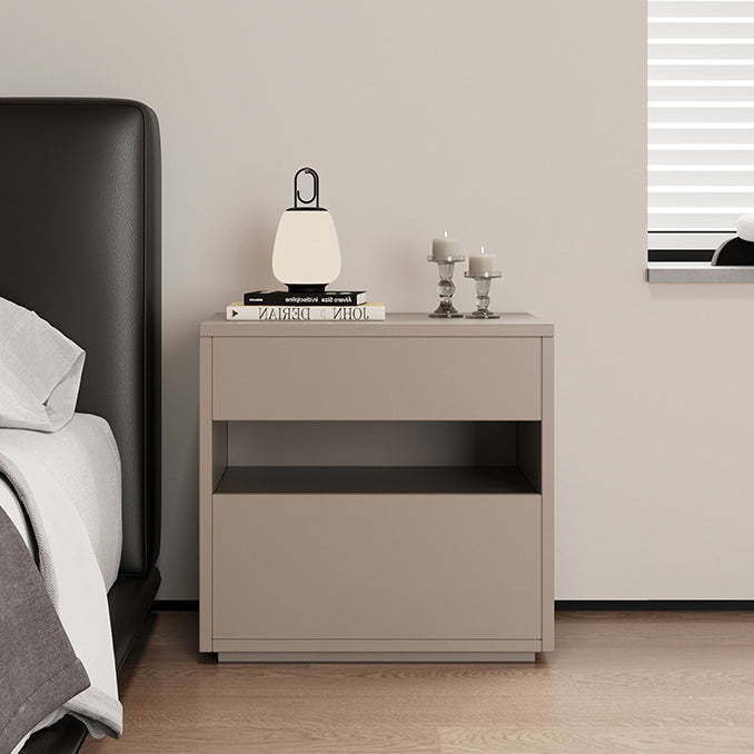 Minimalist Wood Square Nightstand 2-Drawer