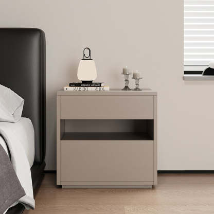 Minimalist Wood Square Nightstand 2-Drawer