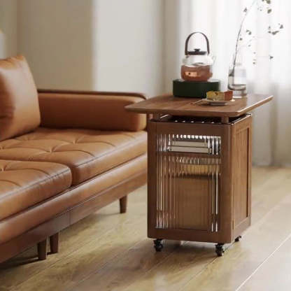 Scandinavian Wood 1-Storage Table — Walnut Color