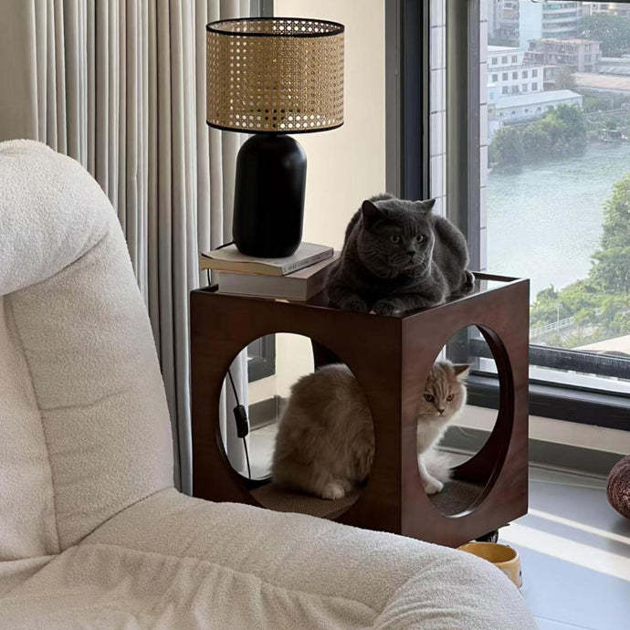 Vintage Wood Glass Hollow End Table 2-Tier