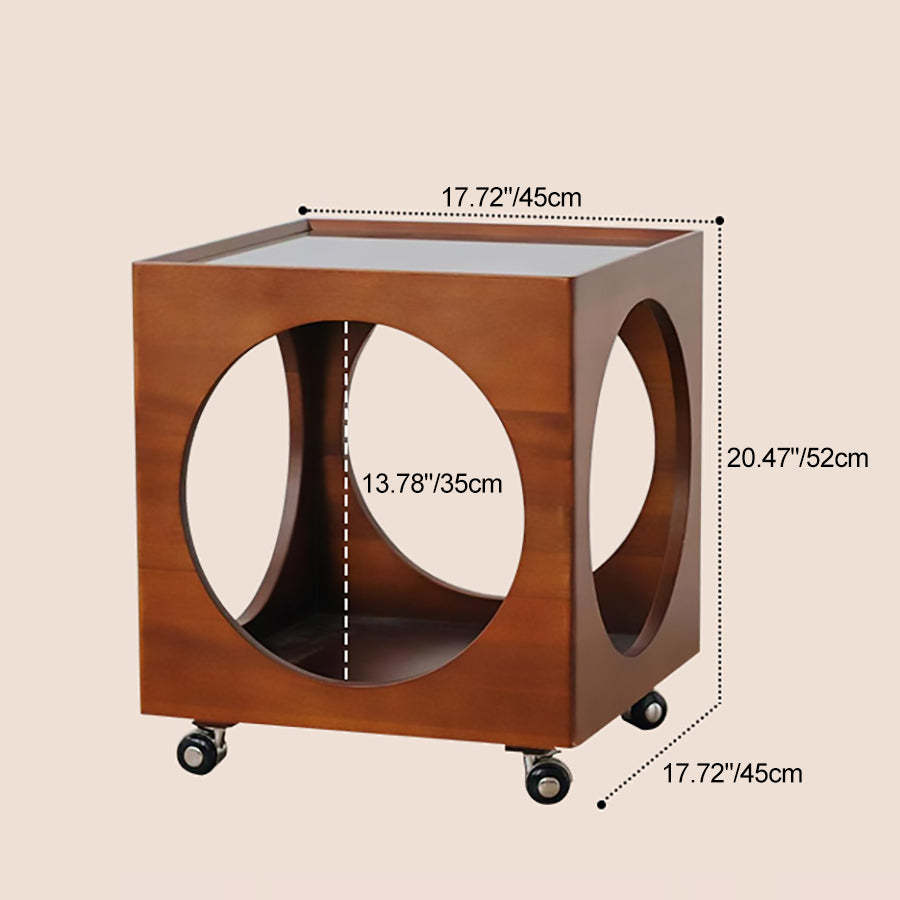 Vintage Wood Glass Hollow End Table 2-Tier