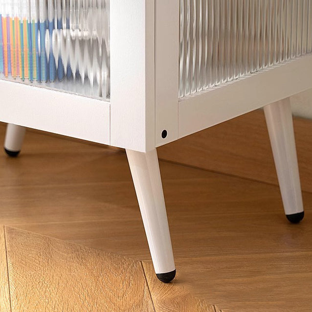 Minimalist Bamboo Acrylic 3/4/5-Tier Cylindrical End Table — With Door / 4 / Black