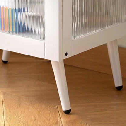 Minimalist Bamboo Acrylic 3/4/5-Tier Cylindrical End Table — With Door / 4 / Black