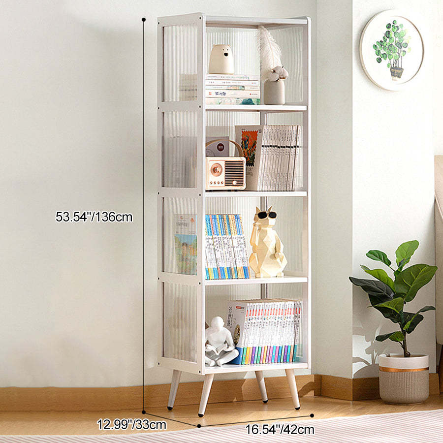 Minimalist Bamboo Acrylic 3/4/5-Tier Cylindrical End Table — Without Door / 5 / White