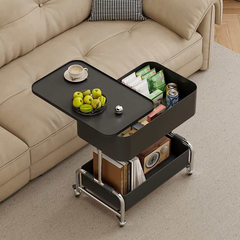 Contemporary Metal Rounded 2-Tier Mobile End Table