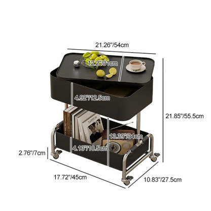 Contemporary Metal Rounded 2-Tier Mobile End Table