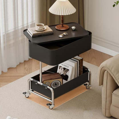 Contemporary Metal Rounded 2-Tier Mobile End Table