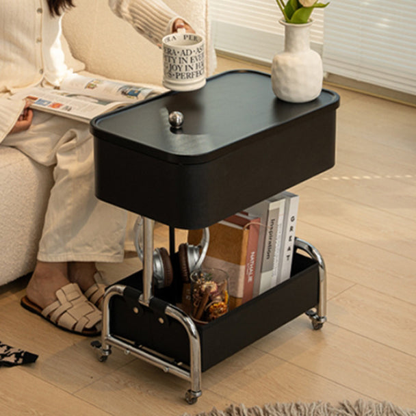 Contemporary Metal Rounded 2-Tier Mobile End Table