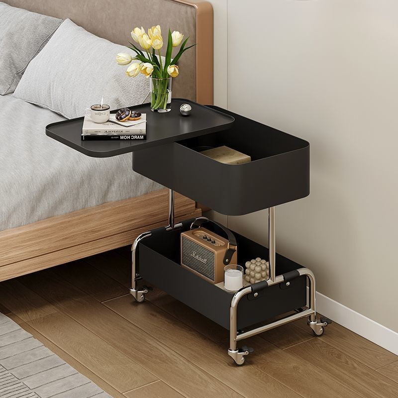 Contemporary Metal Rounded 2-Tier Mobile End Table