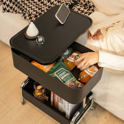 Contemporary Metal Rounded 2-Tier Mobile End Table