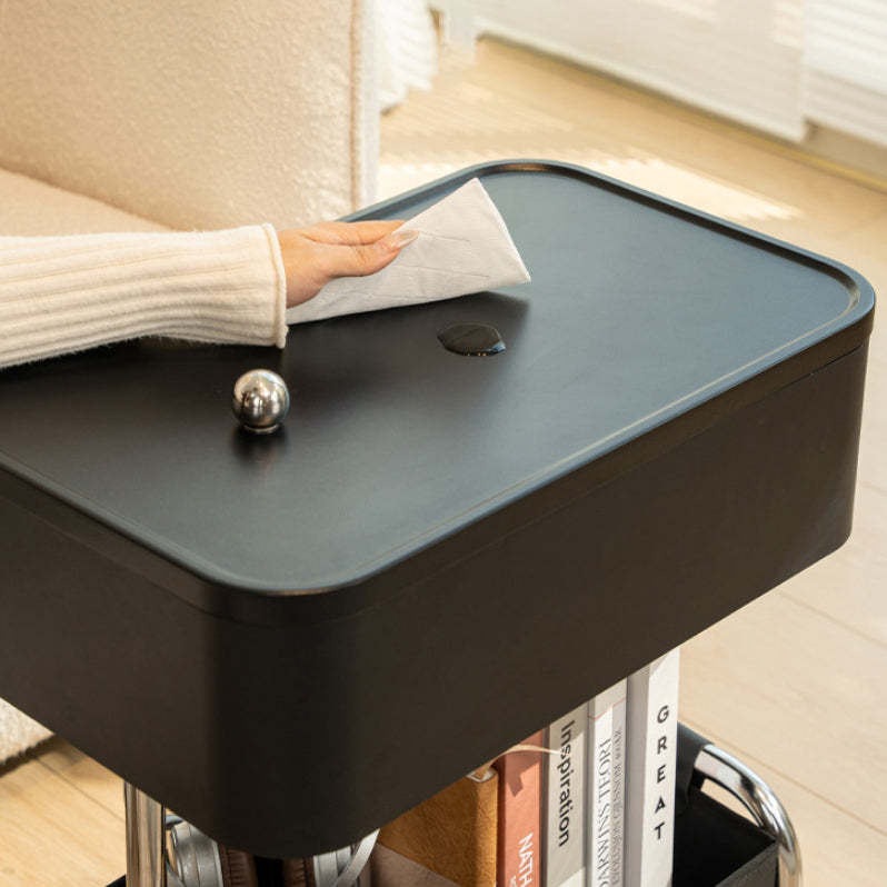 Contemporary Metal Rounded 2-Tier Mobile End Table