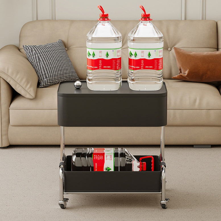 Contemporary Metal Rounded 2-Tier Mobile End Table