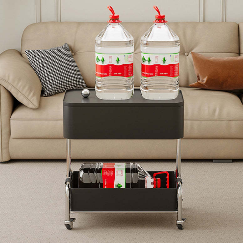 Contemporary Metal Rounded 2-Tier Mobile End Table