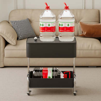 Contemporary Metal Rounded 2-Tier Mobile End Table