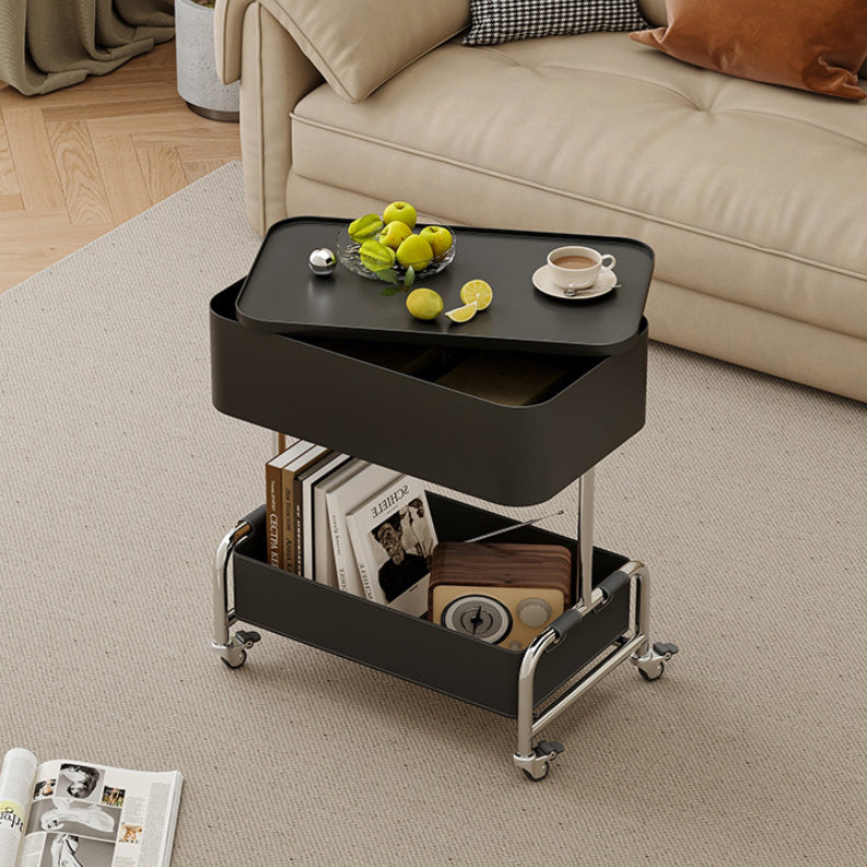 Contemporary Metal Rounded 2-Tier Mobile End Table