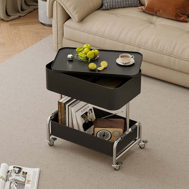 Contemporary Metal Rounded 2-Tier Mobile End Table