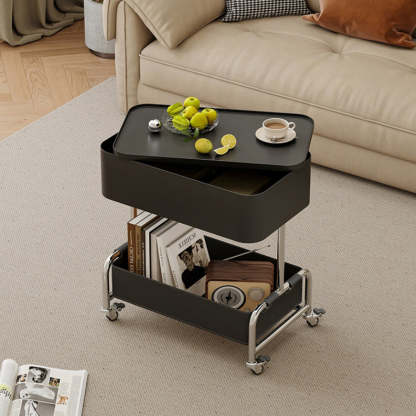 Contemporary Metal Rounded 2-Tier Mobile End Table