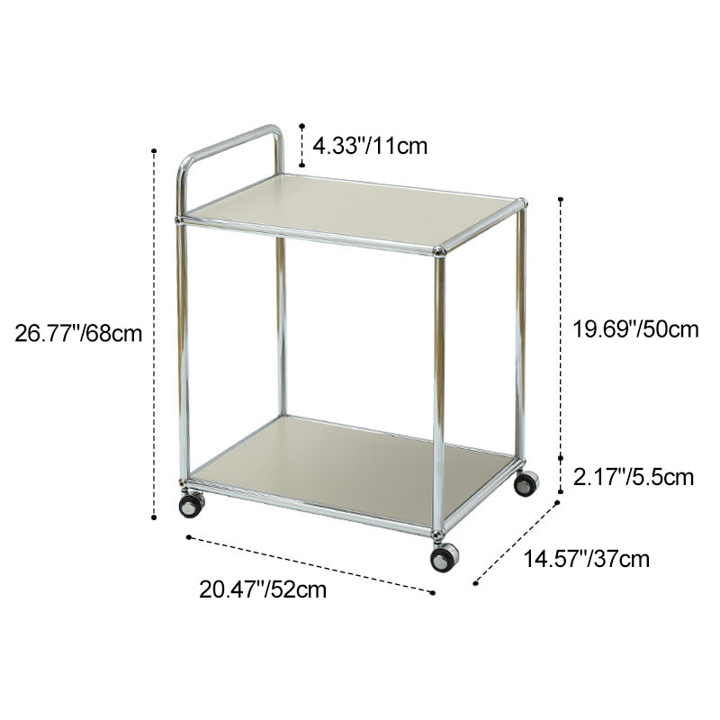 Minimalist Metal Rectangular 2-Tier Mobile End Table — Blue