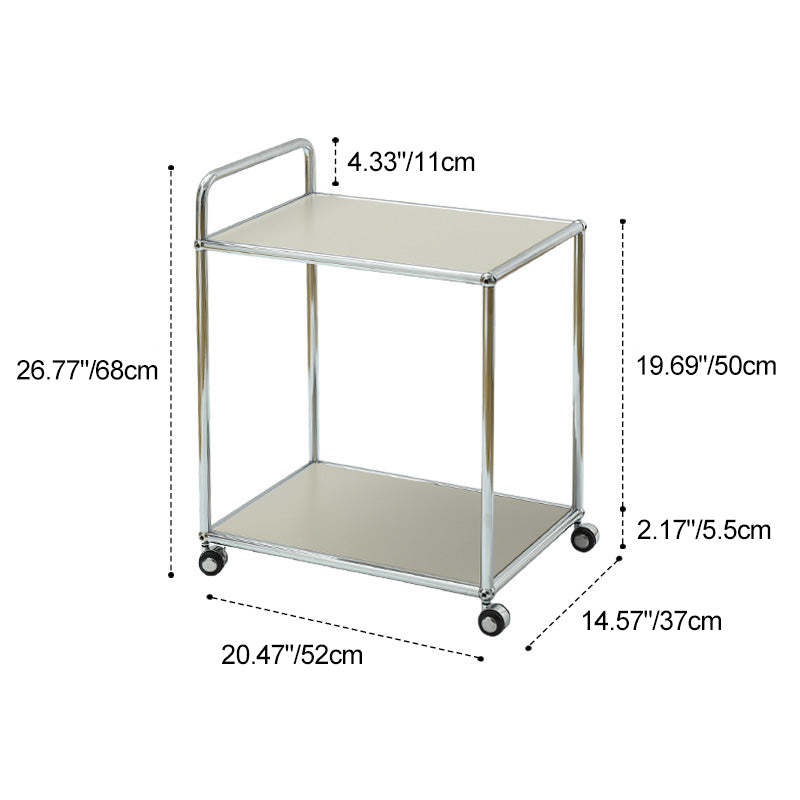 Minimalist Metal Rectangular 2-Tier Mobile End Table — Blue