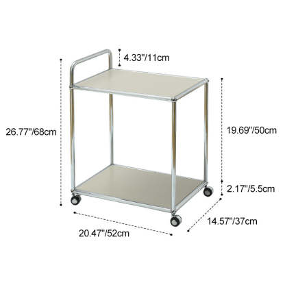 Minimalist Metal Rectangular 2-Tier Mobile End Table — Blue