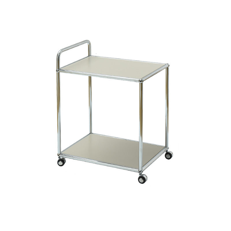 Minimalist Metal Rectangular 2-Tier Mobile End Table