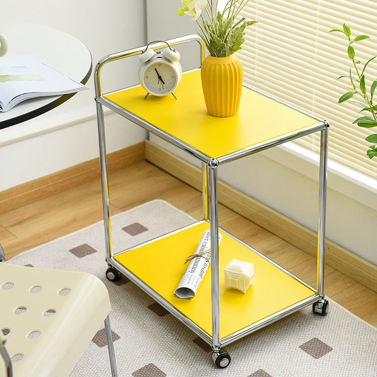 Minimalist Metal Rectangular 2-Tier Mobile End Table