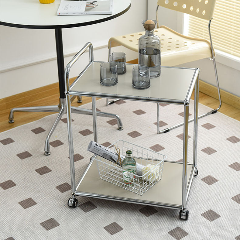 Minimalist Metal Rectangular 2-Tier Mobile End Table