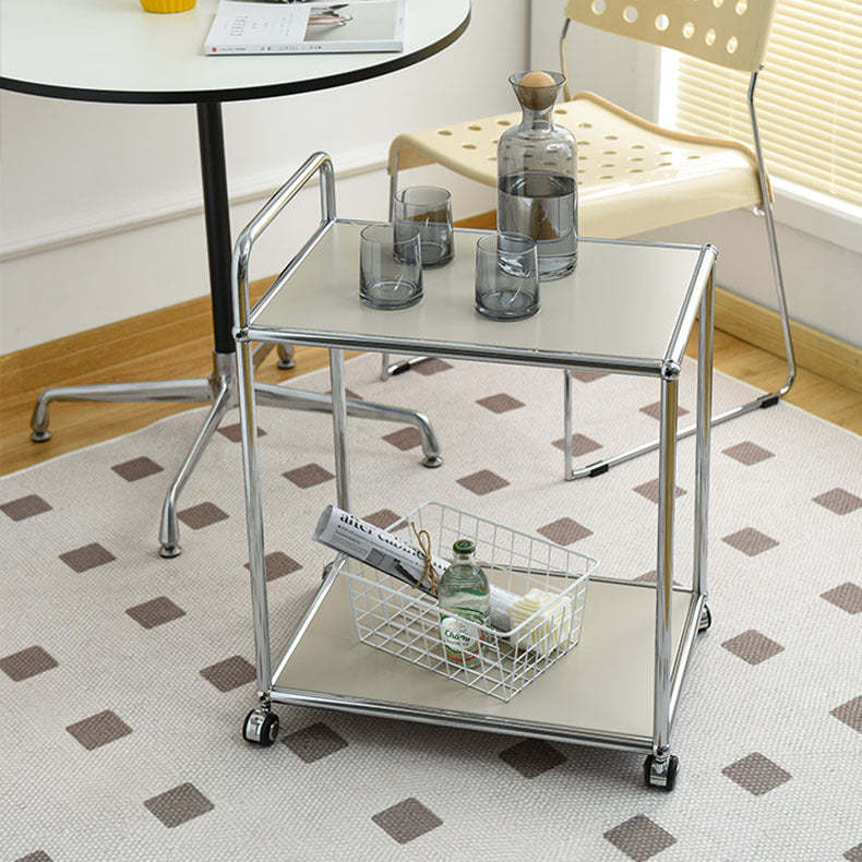 Minimalist Metal Rectangular 2-Tier Mobile End Table
