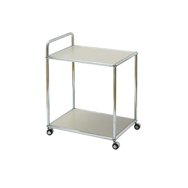Minimalist Metal Rectangular 2-Tier Mobile End Table