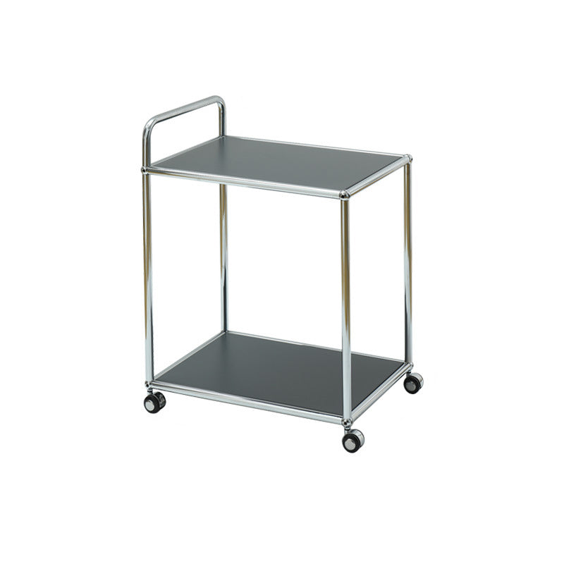 Minimalist Metal Rectangular 2-Tier Mobile End Table