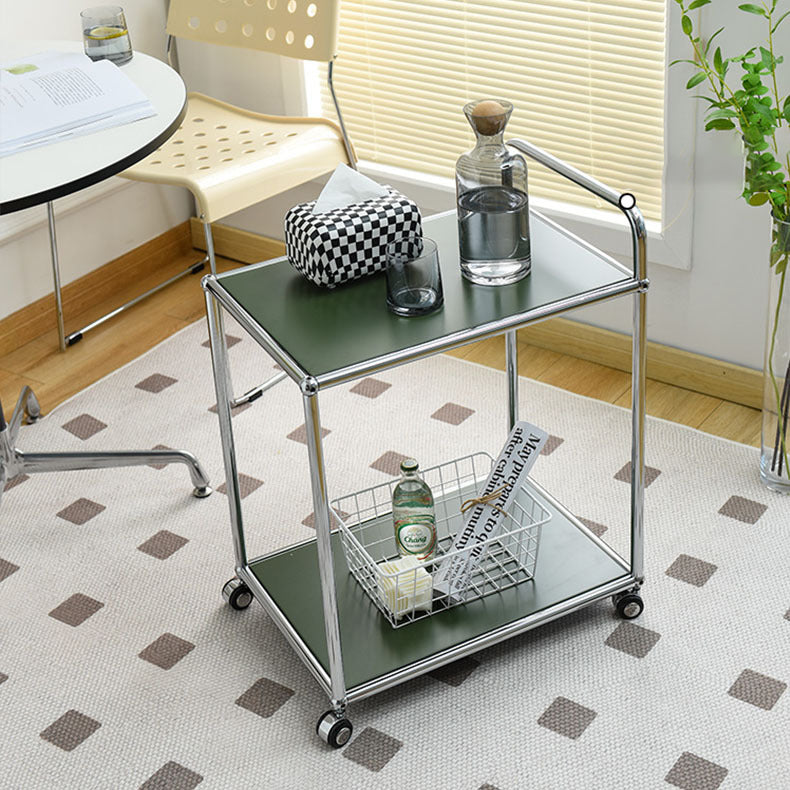 Minimalist Metal Rectangular 2-Tier Mobile End Table