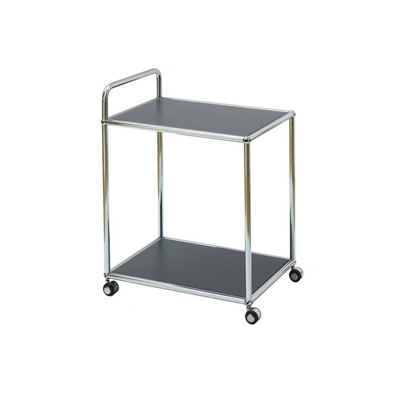 Minimalist Metal Rectangular 2-Tier Mobile End Table