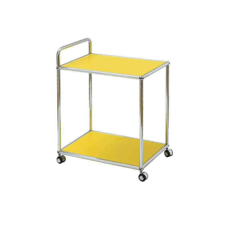 Minimalist Metal Rectangular 2-Tier Mobile End Table